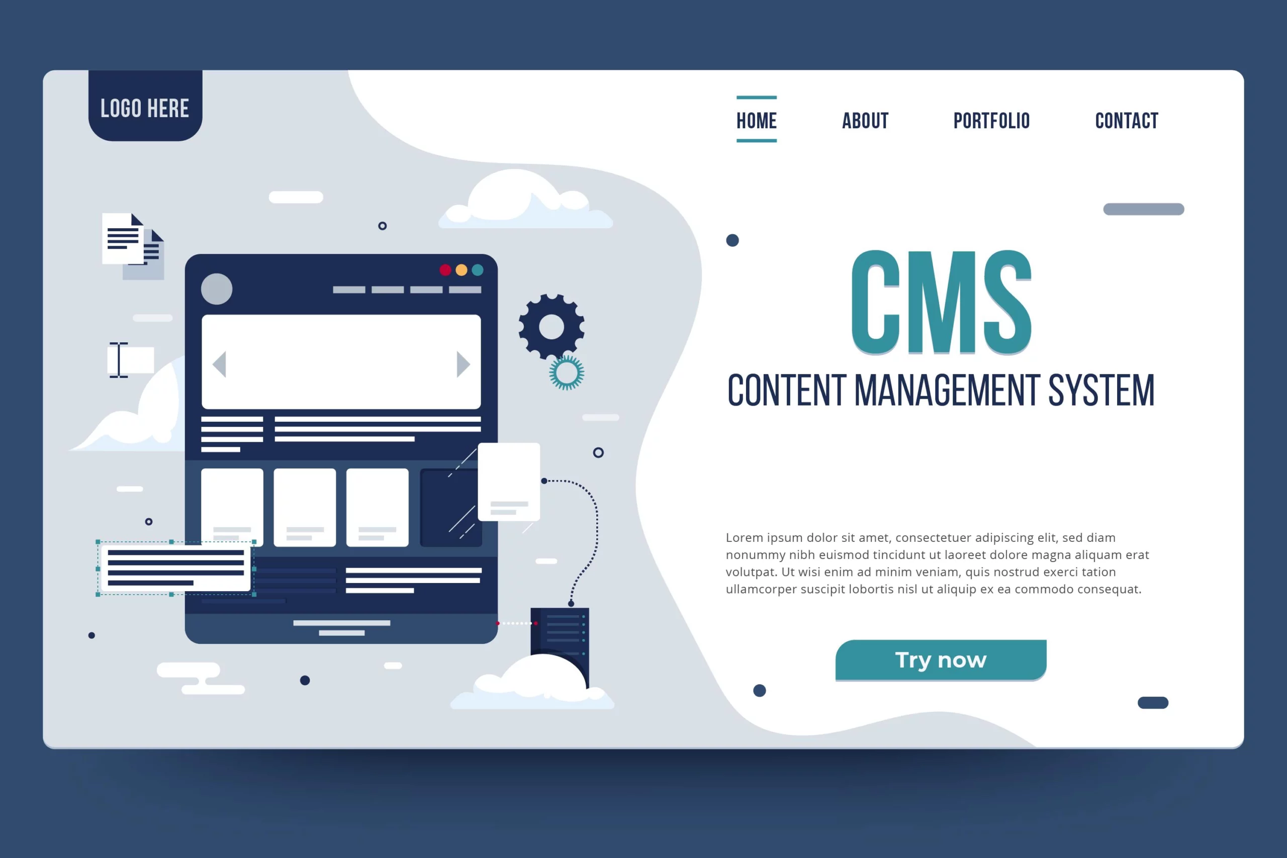 Illustration d'une interface de gestion de contenu (CMS) pour développer un site vitrine